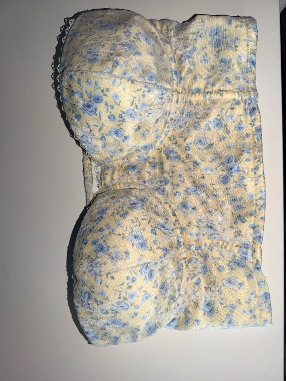 Altar'd State Yellow Blue Floral Lace Bustier Top M